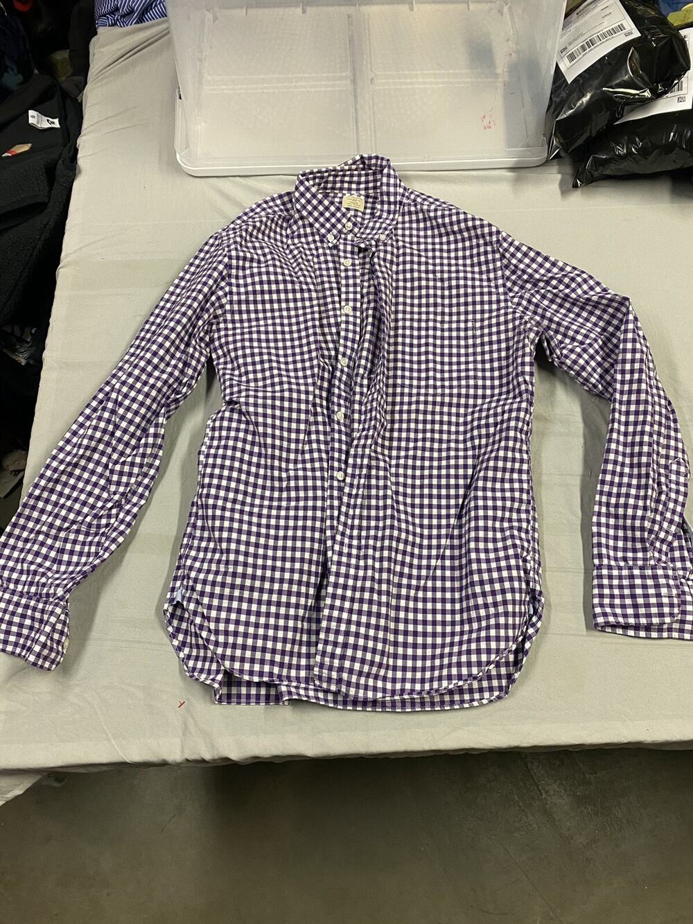 J.Crew Mens Shirt Large Slim Button Down Plaid Purple Long Sleeve Cotton